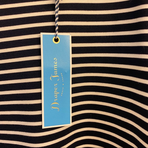 Draper James Striped Sleeveless Navy & White Ponte Dress Peplum Hem Size XL NWT - Picture 5 of 8